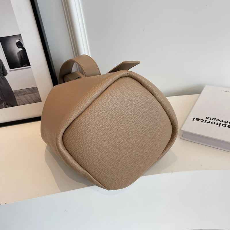 LEFTSIDE Retro Small Solid Color Leather Shoulder Bag – 2025 Korean Designer Handbag for Women