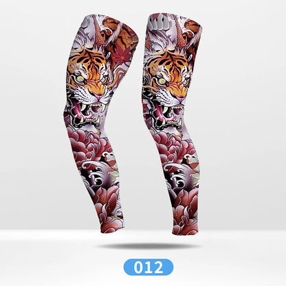 KoKossi Tattoo Print Leg Sleeves - Ice Silk Breathable Non-Slip Compression Sleeves
