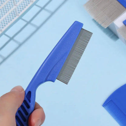 6 Pcs Pet Flea & Lice Comb Set – Stainless Steel Fine Tooth Grooming Combs for Dogs, Cats, Dematting & Tear Stain Removal