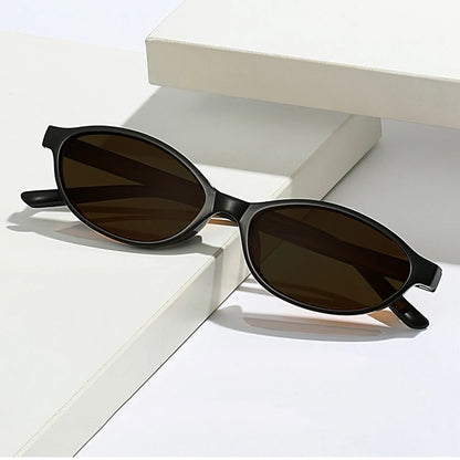 Retro Oval Frame Sunglasses - Trendy Small Cat Eye Punk Style UV Protection Shades