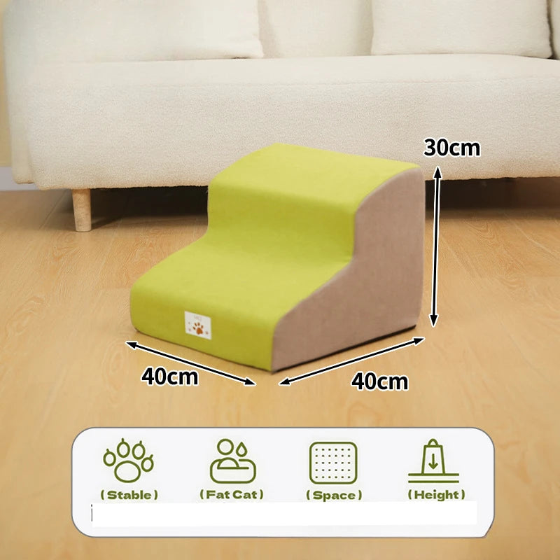 Pet 2/3-Step Stair Ramp for Dogs and Cats - Memory Foam Sponge, Removable and Washable, Training Pet Ramp for Sofa