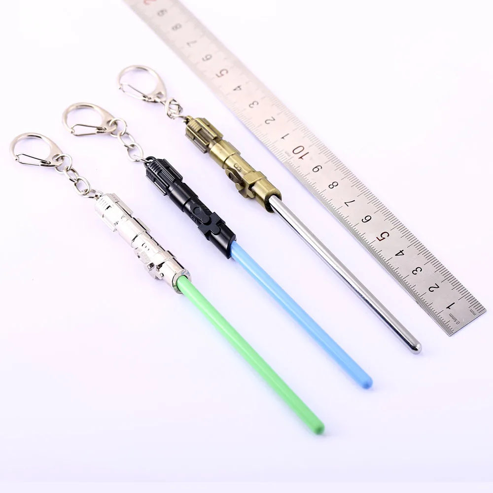 Star Wars Spaceship & Lightsaber Keychain – Metal Pendant Keyring, Cosplay Jewelry Gift for Men
