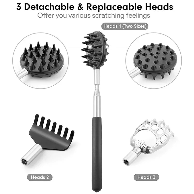 3Pcs/Set Telescopic Back Scratcher Massager Kit - Extendable Scratching Tool for Itch Relief and Relaxation