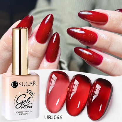 UR SUGAR 15ml Jelly Milky White Gel Polish – Translucent UV Soak Off Nail Art Varnish Semi-Permanent Fashion Nail Color