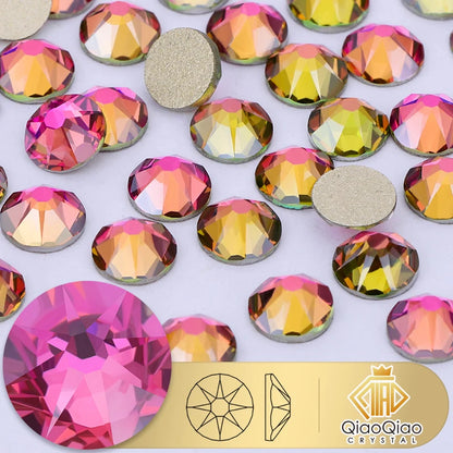 QIAO 2088 Crystal Nail Art Rhinestones — Flat Back Non-Hotfix Strass for DIY Nail Decorations (8 Big + 8 Small)
