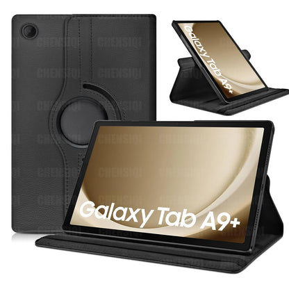 Samsung Galaxy Tab A9+ (11-inch) 2023 Case – PU Leather Cover with Sleep/Wake Function, 360° Rotating Stand & Protective Shell