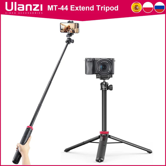 ULANZI MT-44 Tripod – Smartphone Vlog Tripod with Cold Shoe & Phone Mount Holder for Mobile & SLR Cameras