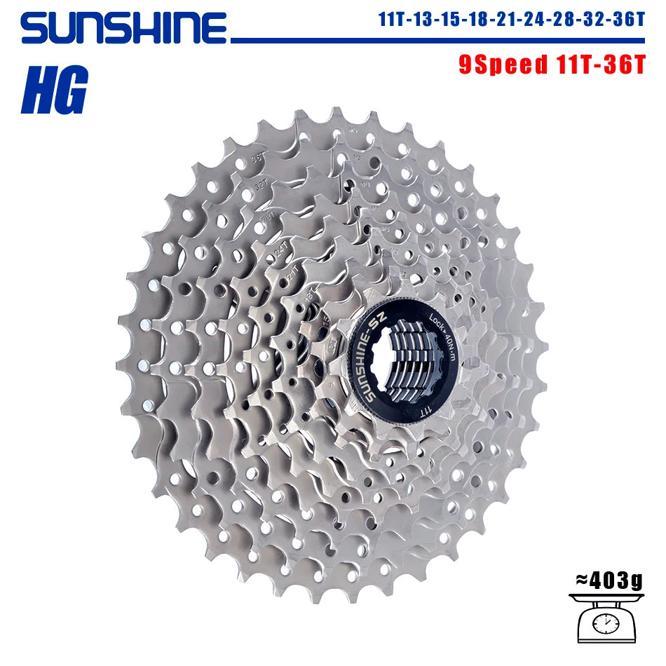 SUNSHINE Bicycle Cassette 8-12 Speed Freewheel - 32T to 52T Sprocket for Shimano/SRAM HG Flywheel