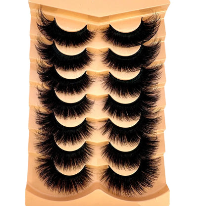 7 Pairs 3D Mink Fur False Eyelashes – Thick Short Dramatic Natural Look Makeup Lashes Wholesale