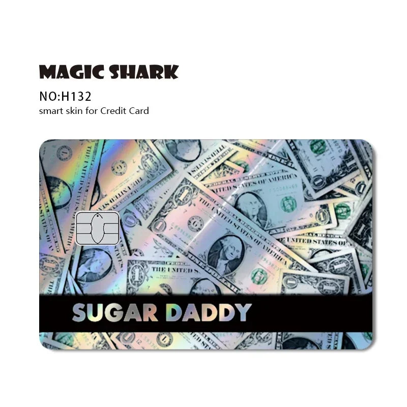 Magic Shark Evil FBI Holographic Laser Money & Card Sticker – Shiny Credit, Bank, Debit Film Cover