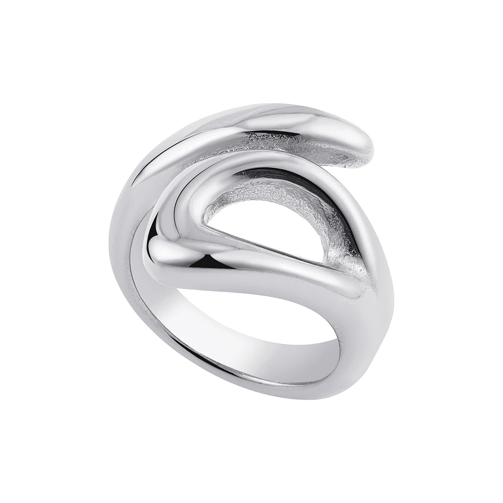Vintage Stainless Steel Chunky Ring – Punk Irregular Adjustable Open Ring for Women, Wedding Jewelry Gift