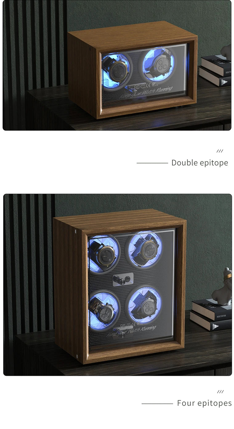 IBBETON Luxury Wood Watch Winder – High-End Automatic Watch Box (2/4/6 Slots) with Mabuchi Mute Motor & Storage Cabinet