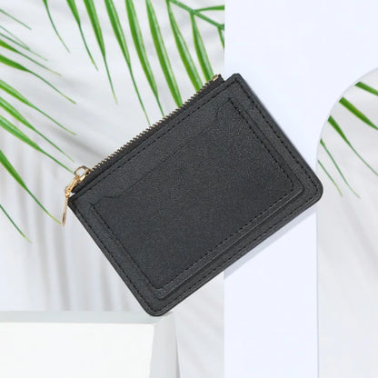 Women’s PU Leather Mini Wallet — Slim Hasp & Zipper Purse, Multi-Card Holder with Coin Pocket, Small Solid Short Wallet