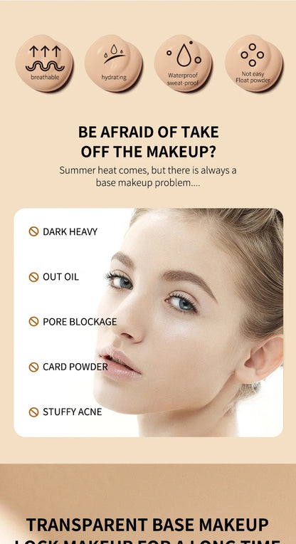 Ocheal 30g CC Cream Foundation – Waterproof Concealer, Moisturizing Sunscreen, SPF 50+, Long-Lasting Brightening Makeup Primer