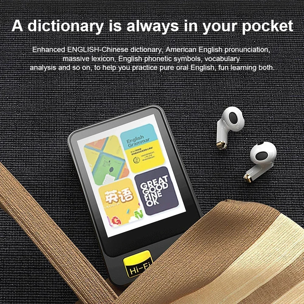 1.8 Inch Full Screen MP3 Player - HIFI Bluetooth 5.2 Speaker, MP4 Video Playback and FM Recorder for Walkman