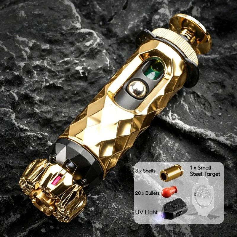 Alloy Shell-Ejecting Toy Launcher Set - Portable Finger Spinning Fidget Toy and Sensory Desk Gadget Gift for Boys