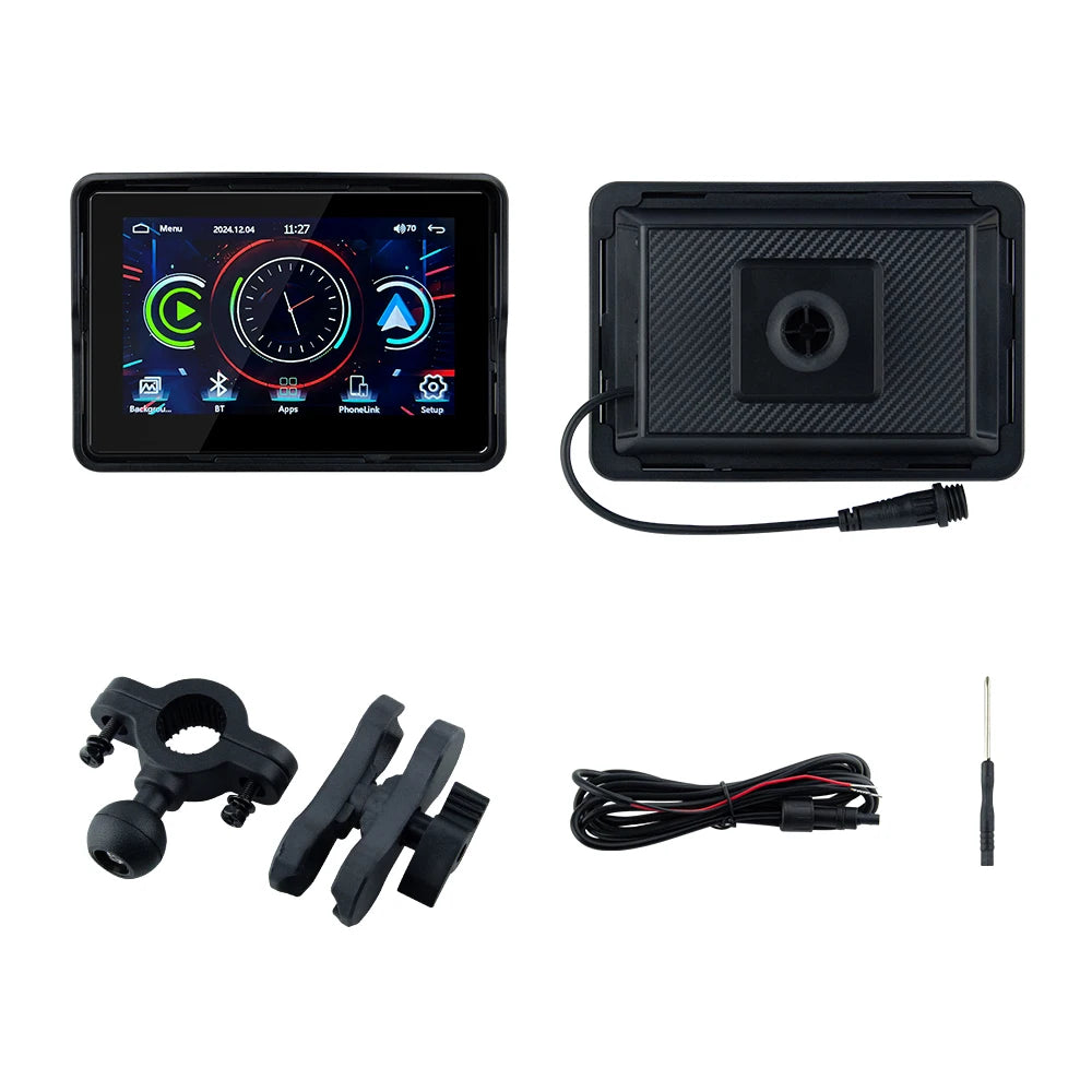 EKIY 5" Portable Motorcycle GPS Navigation Display – Digital Dashboard with Wireless CarPlay & Android Auto