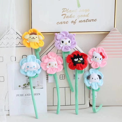 Sanrio Cartoon Plush Toys — Changeable Flower My Melody, Kuromi, Cinnamoroll, KT Cat & Purin Dog, Cute Anime Stuffed Doll