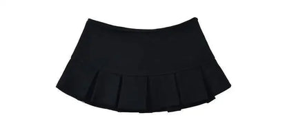 Mooyufon Y2K Mini Skirt — Women’s Low Waist Wide Pleat Light Grey A-Line Pleated Skort, Sexy Vintage Casual Summer Wear