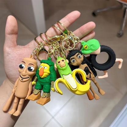 Italian Brainrot Cartoon Keychain – Funny Tung Tung Tung Anime PVC Key Ring Pendant Gift