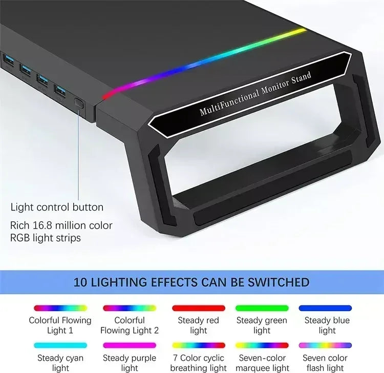 Hot Sell Aluminum PC Monitor Stand with 4 USB Ports & Keyboard Storage – Laptop Stand with USB 3.0 Fast Charging