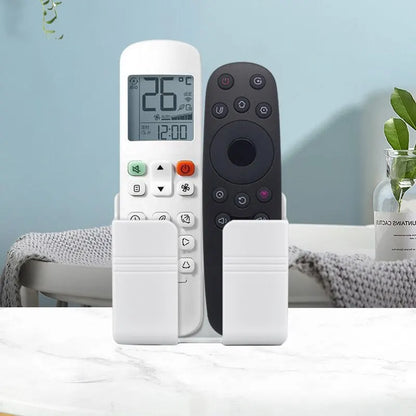 3pcs Wall Mount Phone Holder: White Punch-Free Charging Stand - Lazy Sticky Remote Control Storage Box for Mobile Phones