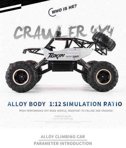 1:12/16 RC Off-Road Truck – 4WD Remote Control Car with Metal Shell & LED Lights for Kids