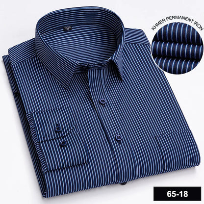 Men’s Plaid Stripe Long Sleeve Shirt - Casual Business Formal Office Shirt with Single Pocket for All Seasons