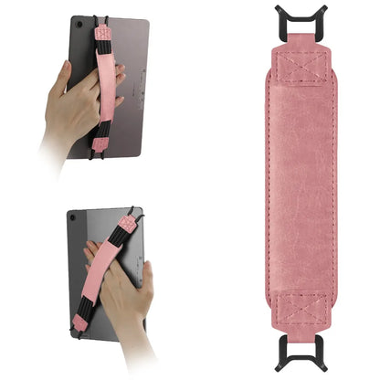 Leather Tablet Hand Strap - Universal Anti-Slip Anti-Drop EReader Holder for Kindle iPad Kobo Lenovo Sony & More