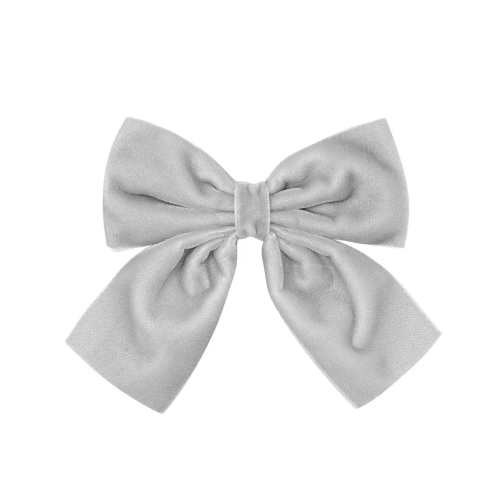 4.3-inch Velvet Bow Hair Clips for Girls – Handmade Barrettes in Black, White, Red, Pink, Blue, Yellow, Kids Hair Accessories
