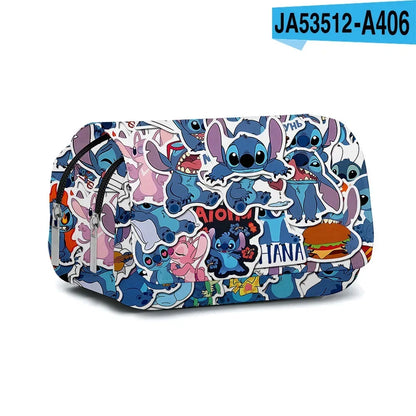 Anime Stitch Fully Printed Flap Pencil Case – Cartoon Stationery Bag for Primary & Secondary Students