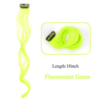 HUAYA 18" Synthetic Clip-In Colorful Curly Hair Extension – Ombre Pink Purple Red Blue Hair Piece