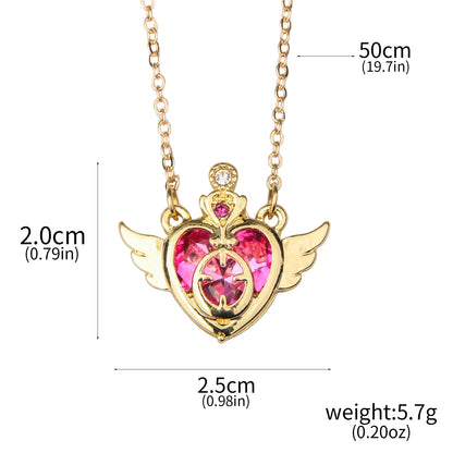 Anime Moon Usagi Necklace Set - Cute Cartoon Enamel Cosplay Jewelry Gifts for Women & Girls