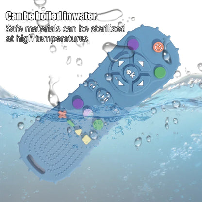 Silicone TV Remote Teether Toy - Baby Sensory Learning & Soothing Chew Toy