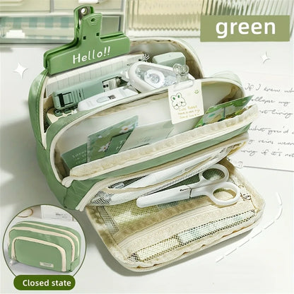 Large Capacity Pencil Case - Portable Handheld Pen Pouch and Cosmetic Storage Bag for School Office and Travel