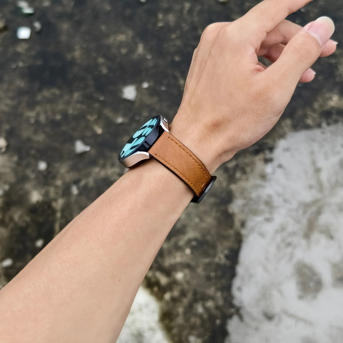 Leather Watch Strap 20mm/22mm - Vintage Replacement Band for Samsung Galaxy Watch 7/6/5/4 and Xiaomi Redmi Watch 3 Lite/Active