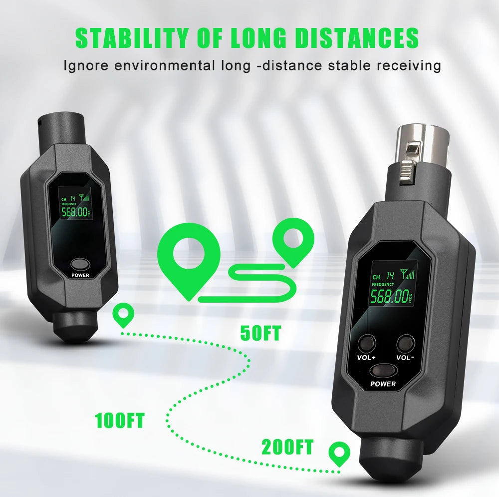 LEUS N2 UHF Wireless Microphone System – XLR Transmitter & Receiver for Dynamic Microphones