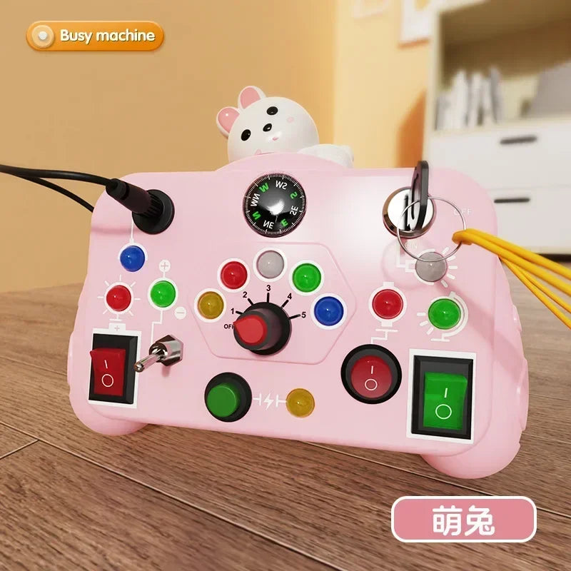 Montessori Busy Board Sensory Toy – LED Light & Switch Activity Game for Children Ages 2-4