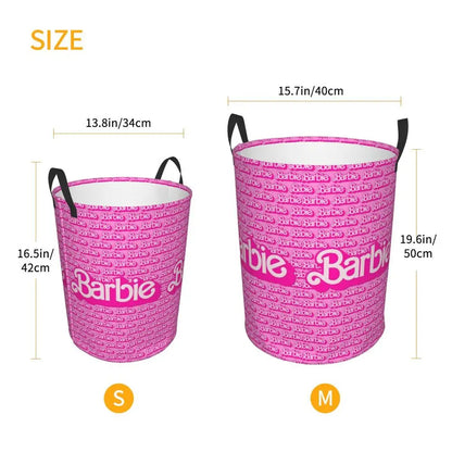 Custom Barbie Logo Laundry Basket – Collapsible Large Capacity Clothes Storage Bin, Disney Baby Hamper