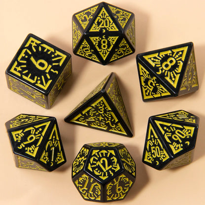 DND Carving Pattern Dice Set - 7Pcs RPG Polyhedral Dice for Board Games, Gifts & Entertainment Accessories