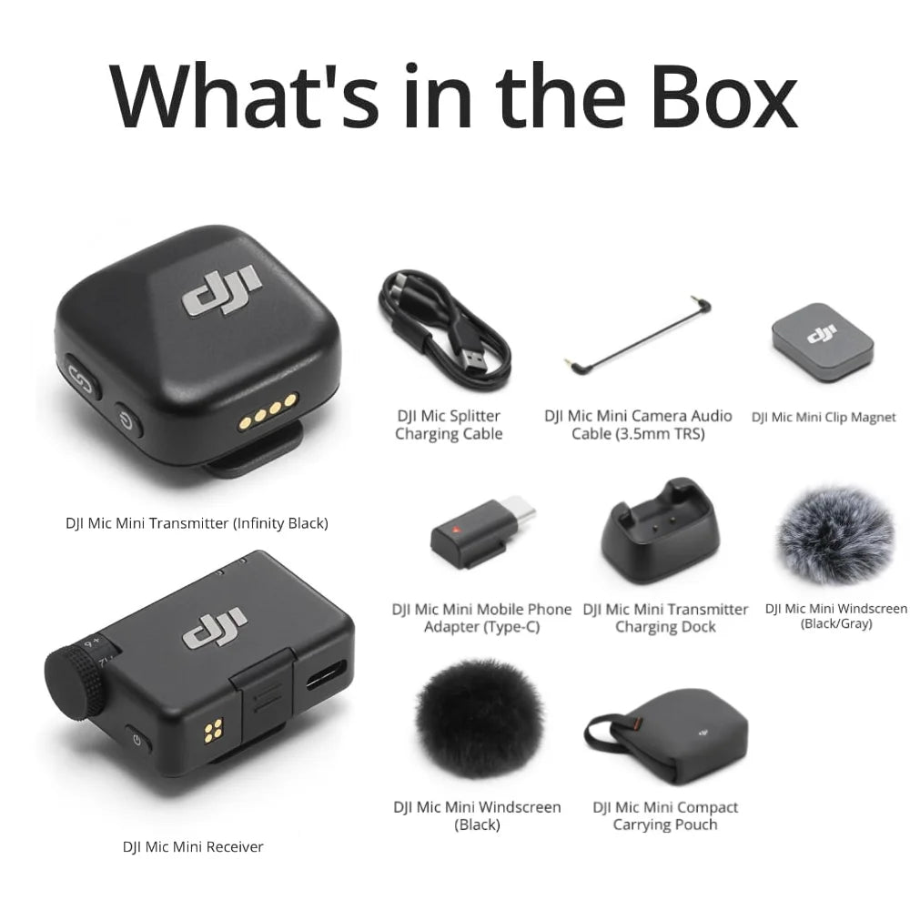DJI Mic Mini Wireless Microphone – 48-Hour Battery & Two-Level Active Noise Cancelling with Case