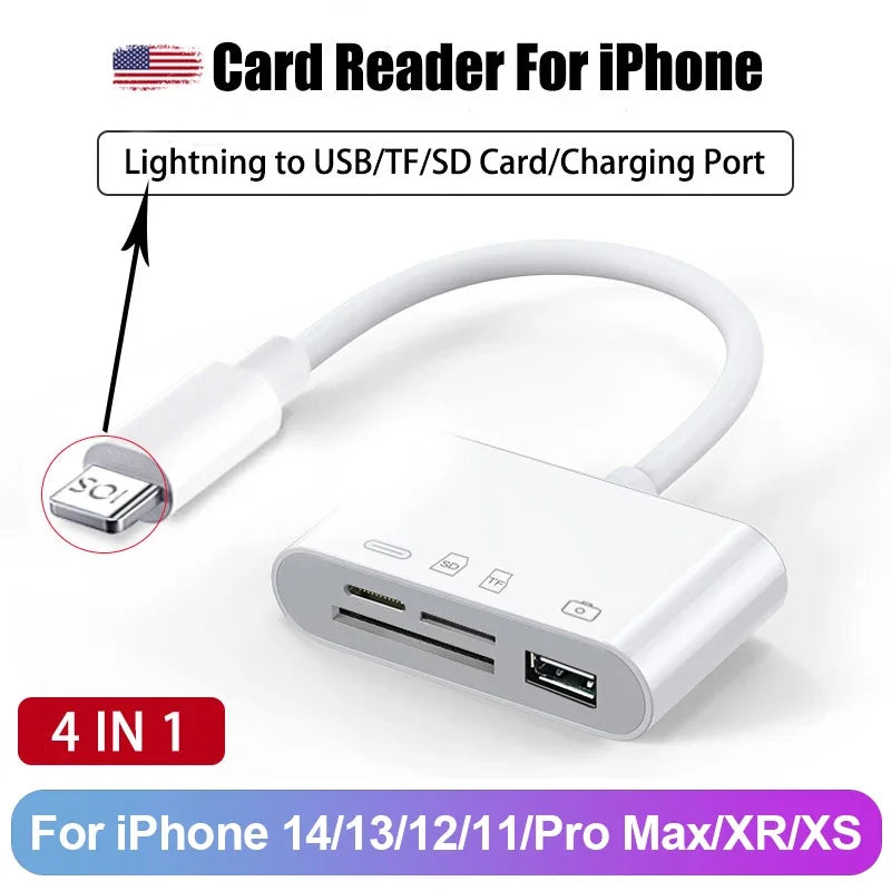 5-in-1 Three-Wire Card Reader — Multi-Function OTG Converter, High-Speed USB for iPhone, Android & iPad