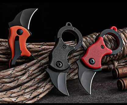 Mini Keychain Pocket Knife – Stainless Steel Camping EDC Tool with Fixed Blade, Peeler, and Portable Chain