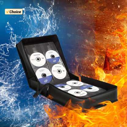 Large Capacity DVD Organizer Case - Fireproof & Waterproof CD Storage Bag with Zipper and Carry Handle
