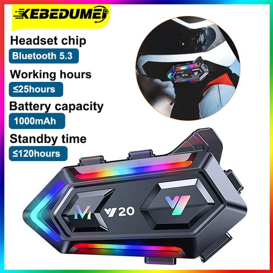 Kebidumei Y20 Bluetooth Motorcycle Helmet Headset – Wireless Hands-Free Stereo Earphone with Noise Reduction for Moto Riders