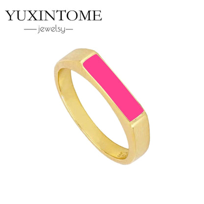 24K Gold-Plated & Silver Enamel Ring – Slim Round Women's Luxury Zircon CZ Ring in Green, Purple, Pink for Wedding & Anniversary