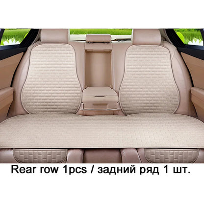 Universal Car Flax Seat Cushion Protector - Front and Rear Seat Cover Pad with Backrest Mat for Automotive Interiors