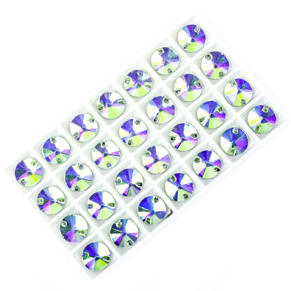 Crystal Rhinestone Flatback Beads - AB Round Shell Gems for DIY Crafts, Clothing & Wedding Decoration