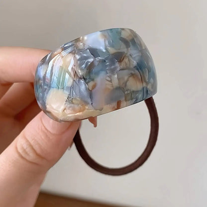 Marble Acetate Hair Tie - Chic Elastic Ponytail Holder for Women and Girls