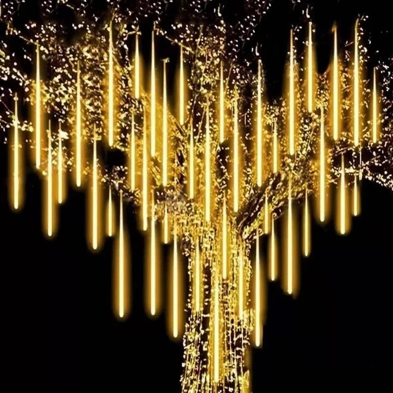 LED Meteor Shower Rain Lights – Waterproof Falling Raindrop Fairy String Light for Christmas, Holiday and Patio Decor, 30CM